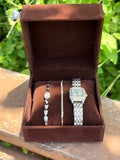 PACK MERIDA :Coffret de 3 pièces: Montre Cartier + Gourmette + rivière + Coffret CADEAU🎀 + Packaging Offert 🎁
